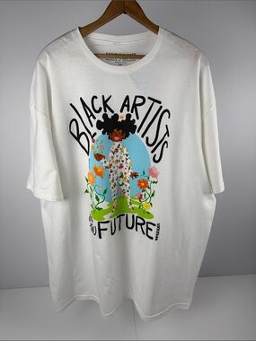 Hot Topic White Graphic Tee with Colorful 'Black Artists of the Future' Artwork